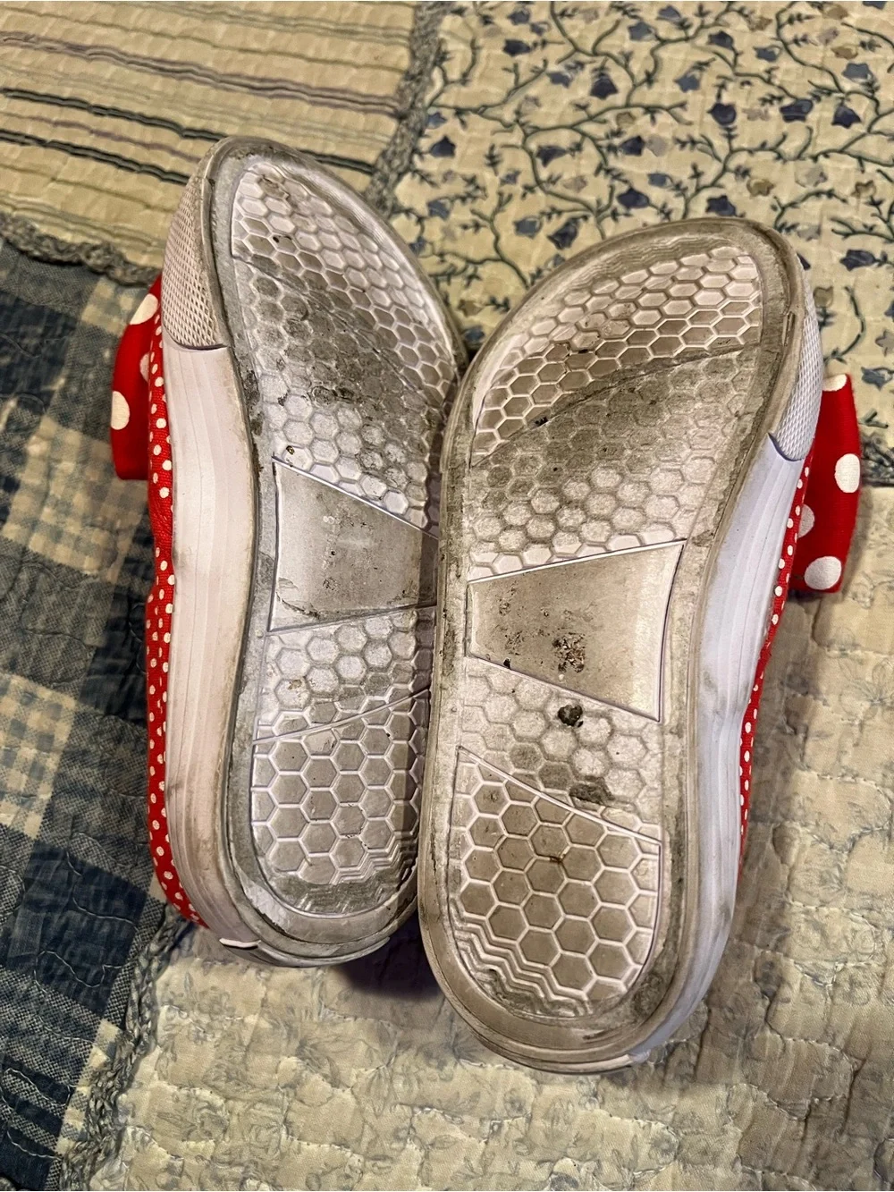 Red Polka Dot Girls Slip-On Sneakers with Bow